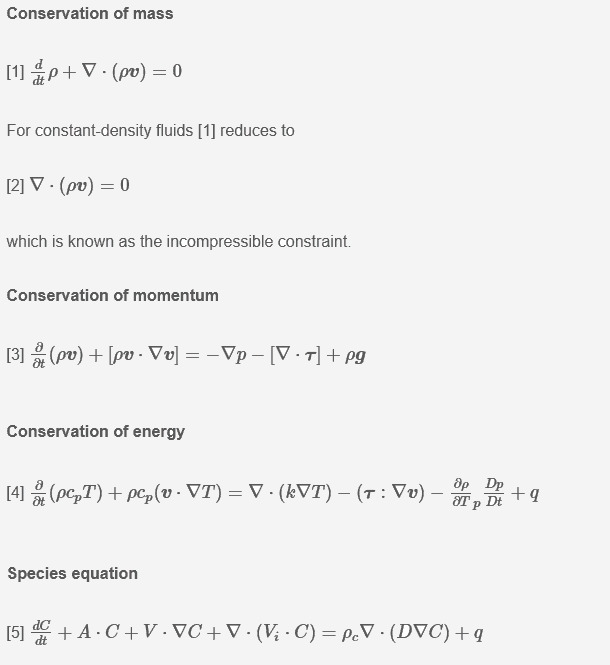 Navier-Stokes equations used in NOGRID software